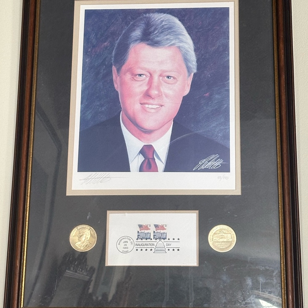 1993 Presidential Bill Clinton LIMITED EDITION signed framed PRINT COINS PICTURE